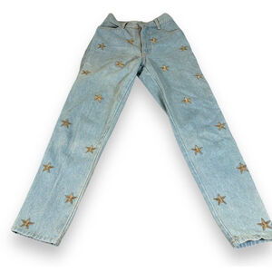 Vintage Rare Golden Star Embroidered High Rise Jeans Women Sz 6 Made in USA